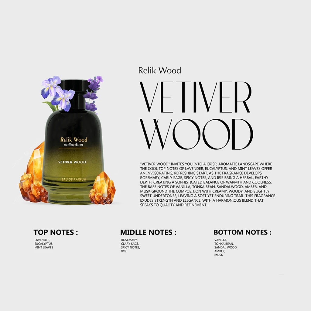Relik Vetiver Wood EDP for Men - 100ml - Image 2